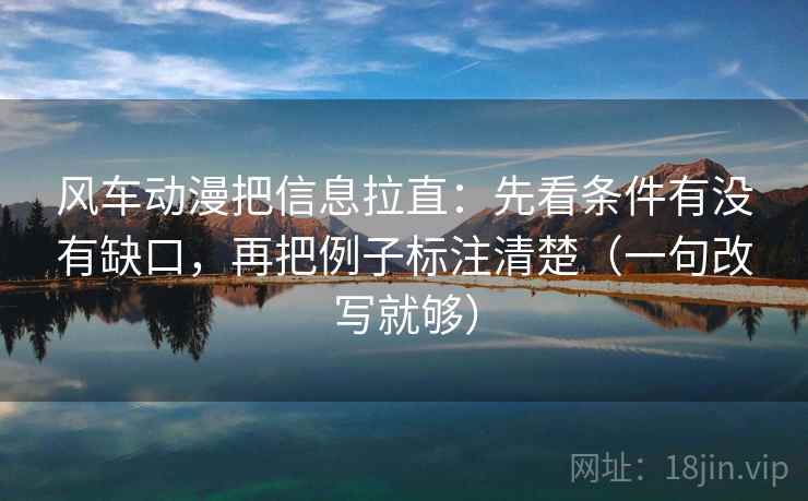风车动漫把信息拉直：先看条件有没有缺口，再把例子标注清楚（一句改写就够）